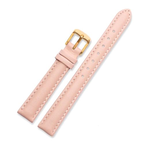 PAKMEZ Leder Uhrenband 12-20mm Leder Uhrengurt mit Nadelschnalle, Rosa Gold, 14mm von PAKMEZ