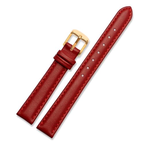 PAKMEZ Leder Uhrenband 12-20mm Leder Uhrengurt mit Nadelschnalle, Rotes Gold, 12mm von PAKMEZ