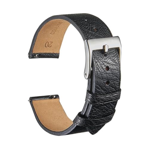 PAKMEZ Leder Uhrenband 12-24mm Leder Ersatz Watch Gurt Ersatzarmband, Schwarz, 22mm von PAKMEZ