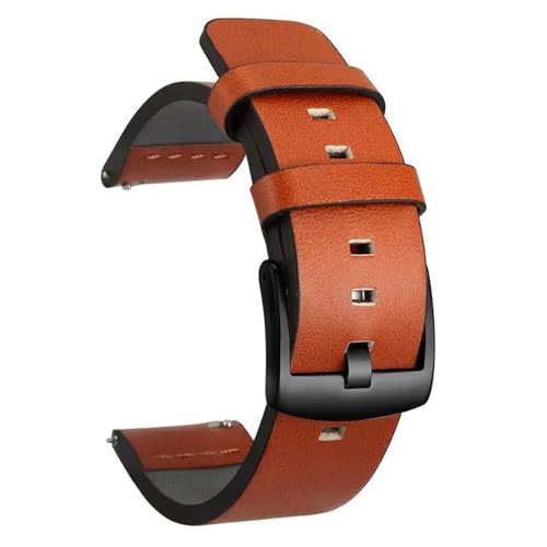 PAKMEZ Leder Uhrenband 12-24mm Leder Ersatzuhr-Gurt, Orange schwarze Schnalle, 18mm von PAKMEZ