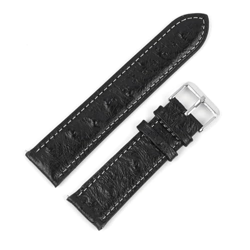 PAKMEZ Leder Uhrenband 18-22mm Ersatzuhr-Wachgurt für Männer und Frauen, Schwarz-Weiß-Linie, 24mm von PAKMEZ