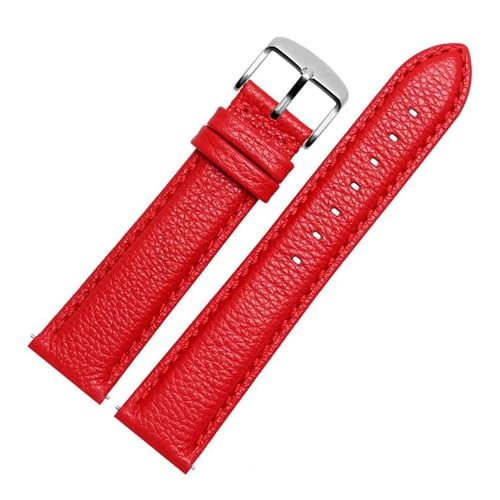 PAKMEZ Leder Uhrenband 20mm Schnellveröffentlichung Leder Uhrenbänder, Rot, 20mm-Silver-Verschluss von PAKMEZ