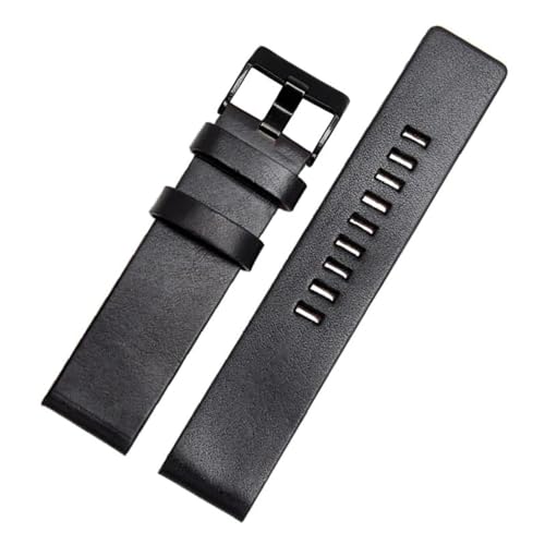 PAKMEZ Leder Uhrenband 24-30mm Leder Uhrenriemen mit rostfreier Schnalle, Schwarz Schwarz, 24mm von PAKMEZ