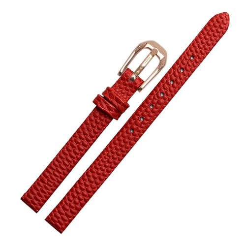 PAKMEZ Leder Uhrenband 6-16mm Ersatzuhr-Gurt, Rot Rose Gold, 10mm von PAKMEZ