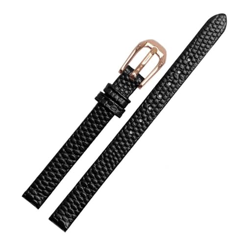 PAKMEZ Leder Uhrenband 6-16mm Ersatzuhr-Gurt, Schwarzes Roségold, 16mm von PAKMEZ