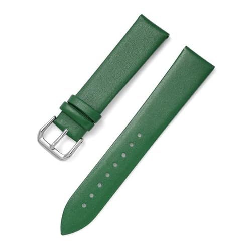 PAKMEZ Leder Uhrenband 8-22mm dünne Leder-Uhr-Gurte mit Nadelschnalle, Grün, 12mm von PAKMEZ