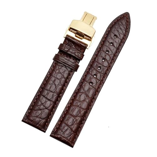 PAKMEZ Leder-Uhrenband-Armband 12-24mm Ersatzuhr-Gurt, Braunes Gold, 21mm von PAKMEZ