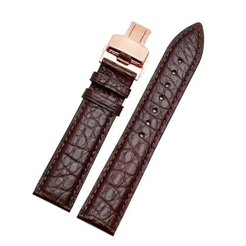 PAKMEZ Leder-Uhrenband-Armband 12-24mm Ersatzuhr-Gurt, Braunes Roségold, 16mm von PAKMEZ