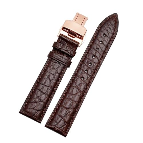 PAKMEZ Leder-Uhrenband-Armband 12-24mm Ersatzuhr-Gurt, Braunes Roségold, 18mm von PAKMEZ