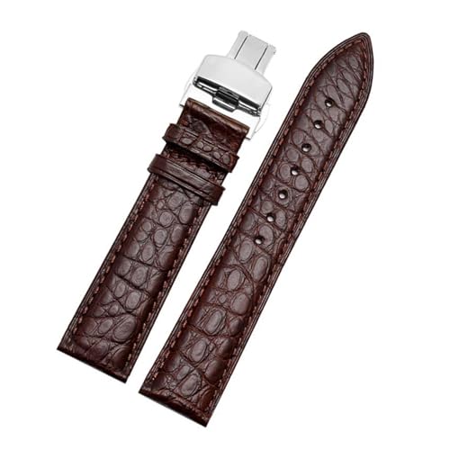 PAKMEZ Leder-Uhrenband-Armband 12-24mm Ersatzuhr-Gurt, Braunes Silber, 14mm von PAKMEZ