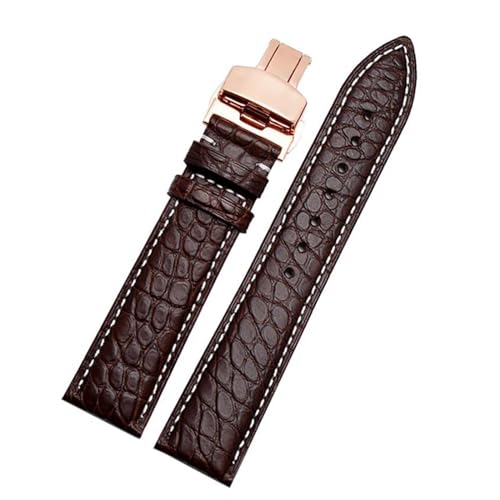 PAKMEZ Leder-Uhrenband-Armband 12-24mm Ersatzuhr-Gurt, Braunes weißes Roségold, 13mm von PAKMEZ