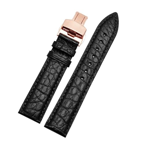 PAKMEZ Leder-Uhrenband-Armband 12-24mm Ersatzuhr-Gurt, Schwarzes Roségold, 13mm von PAKMEZ