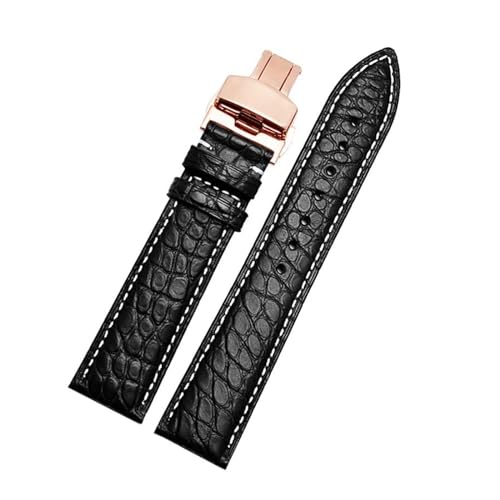 PAKMEZ Leder-Uhrenband-Armband 12-24mm Ersatzuhr-Gurt, Schwarzweißgold, 21mm von PAKMEZ