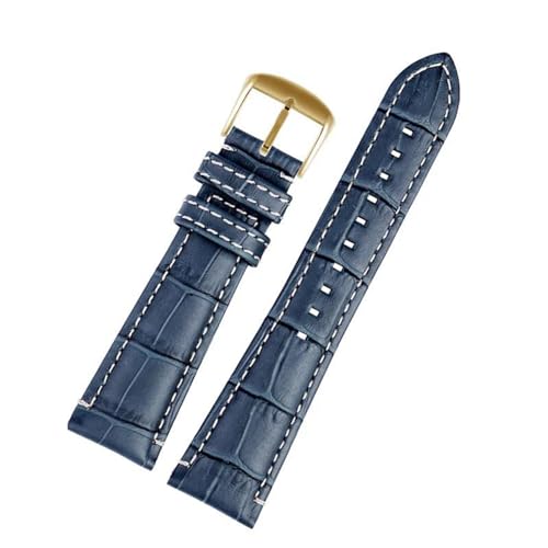 PAKMEZ Leder-Uhrenband-Armband 12-24mm Leder Ersatzuhr Gurt, Blaues Gold, 22mm von PAKMEZ