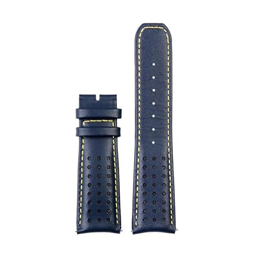 PAKMEZ Leder -Uhrenband -Armband 22/23mm Leder Austausch Uhrengurt, Blau gelb ohne Schließ, 23mm von PAKMEZ