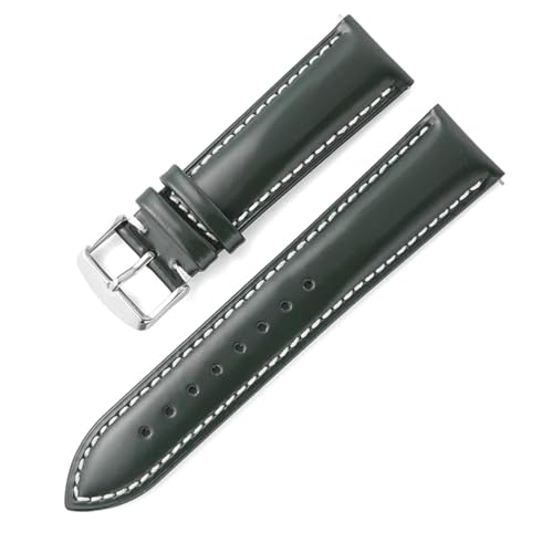 PAKMEZ Leder Uhrenband mit schnellen Ohren 12-24mm Leder Uhrenbänder, Grün Weiß, 22mm von PAKMEZ