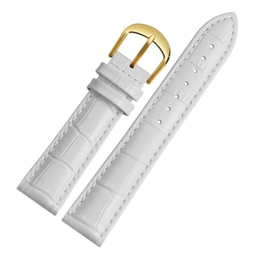 PAKMEZ Leder Uhrengurt 10-22mm Leder Ersatzwachenband mit Edelstahlschnalle, Weißes Gold, 19mm von PAKMEZ