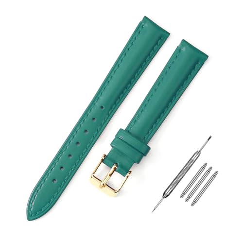 PAKMEZ Leder-Uhrengurt 10-24mm Ersatzwachenbänder, Grüne Goldschnalle, 24mm von PAKMEZ