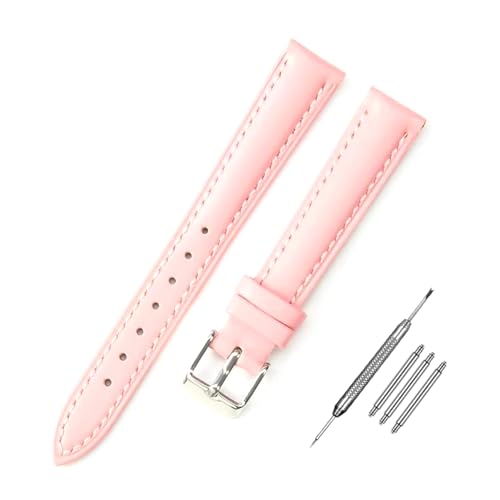 PAKMEZ Leder-Uhrengurt 10-24mm Ersatzwachenbänder, Rosa silberne Schnalle, 22mm von PAKMEZ
