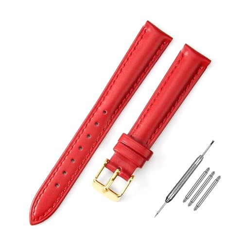 PAKMEZ Leder-Uhrengurt 10-24mm Ersatzwachenbänder, Rote Goldschnalle, 22mm von PAKMEZ