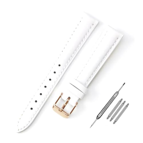 PAKMEZ Leder-Uhrengurt 10-24mm Ersatzwachenbänder, Weiße Rosenschnalle, 22mm von PAKMEZ