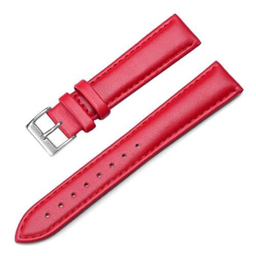 PAKMEZ Leder Uhrengurt 12-22mm Ersatzwachenbänder, Rot 1, 14mm von PAKMEZ