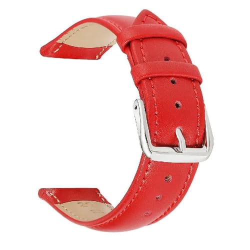 PAKMEZ Leder-Uhrengurt 12-24mm Leder Austauscharmband, Rot, 16mm von PAKMEZ