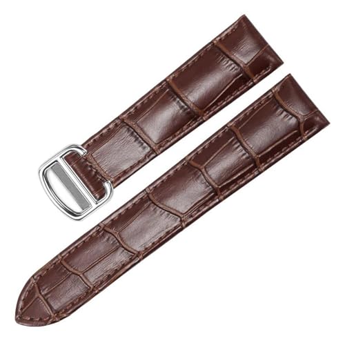 PAKMEZ Leder-Uhrengurt 12-24mm Uhr Uhr Armbandgürtel, Braunes Silber, 22mm von PAKMEZ