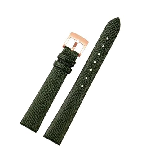 PAKMEZ Leder Uhrengurt 12-24mm dünnes Handgelenk Band Watchband, Dunkelgrüner Rg, 14mm von PAKMEZ