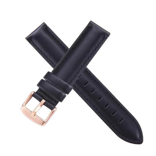 PAKMEZ Leder Uhrengurt 13-20mm Leder Austauscharmband, Schwarz-Rose-Gold, 18mm von PAKMEZ