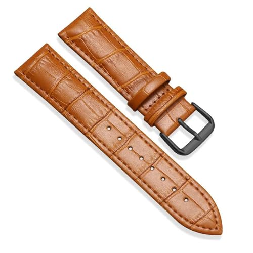 PAKMEZ Leder Uhrengurt 16-24mm Ersatz Uhrenbänder Armband für Männer und Frauen, Hellbraun schwarz, 20mm von PAKMEZ