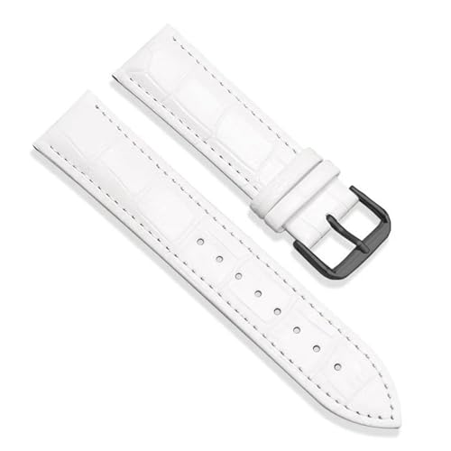 PAKMEZ Leder Uhrengurt 16-24mm Ersatz Uhrenbänder Armband für Männer und Frauen, Weiß schwarz, 22mm von PAKMEZ