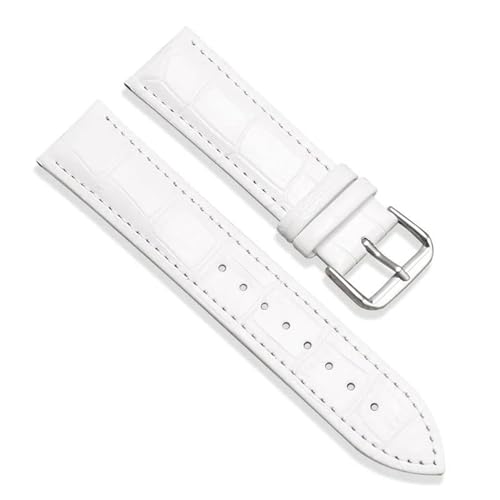 PAKMEZ Leder Uhrengurt 16-24mm Ersatz Uhrenbänder Armband für Männer und Frauen, Weißsilber, 12mm von PAKMEZ