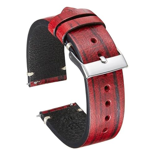 PAKMEZ Leder Uhrengurt 18/20/22mm Schnellveröffentlichungswachenband, Rot, 18mm von PAKMEZ