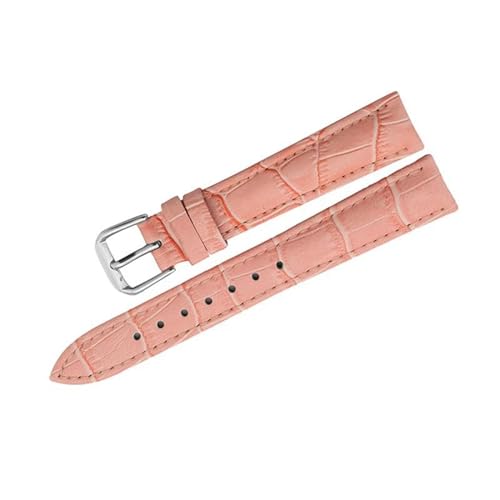 PAKMEZ Leder Uhrengurt 18-22mm Ersatzwachenbänder mit rostfreier Schnalle, Rosa, 12mm von PAKMEZ
