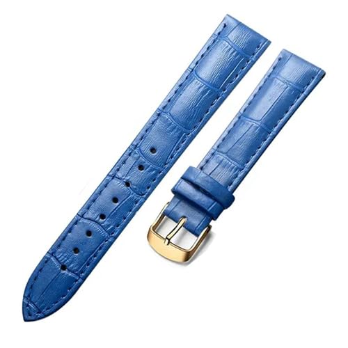 PAKMEZ Leder Uhrengurt 18-22mm Leder Ersatzwachenbänder Armband, Blau-Gold, 18mm von PAKMEZ