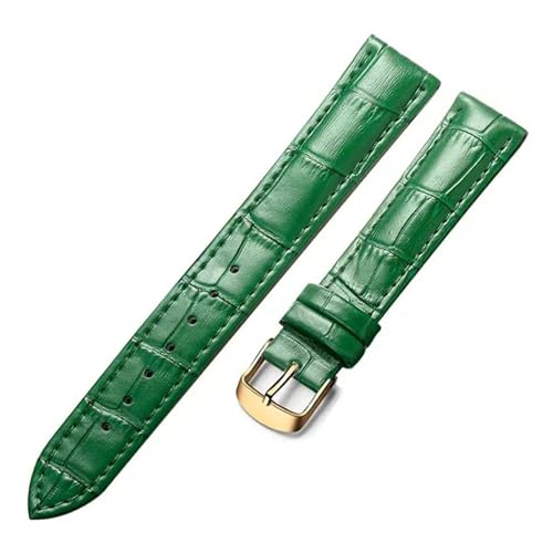 PAKMEZ Leder Uhrengurt 18-22mm Leder Ersatzwachenbänder Armband, Grün Gold, 14mm von PAKMEZ