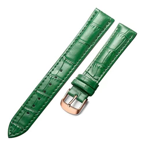 PAKMEZ Leder Uhrengurt 18-22mm Leder Ersatzwachenbänder Armband, Grünes Goldgold, 16mm von PAKMEZ