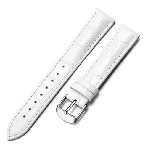 PAKMEZ Leder Uhrengurt 18-22mm Leder Ersatzwachenbänder Armband, Weißsilber, 14mm von PAKMEZ