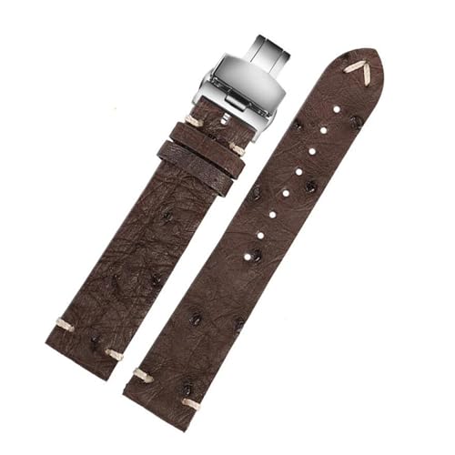 PAKMEZ Leder Uhrengurt 18-22mm Leder Ersatzwachenbänder mit rostfreier Schnalle, Braunes Silber, 22mm von PAKMEZ