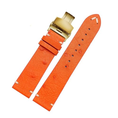 PAKMEZ Leder Uhrengurt 18-22mm Leder Ersatzwachenbänder mit rostfreier Schnalle, Orange faltendes Gold, 20mm von PAKMEZ