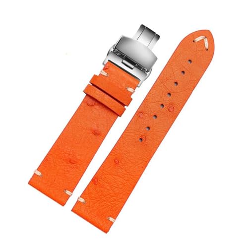 PAKMEZ Leder Uhrengurt 18-22mm Leder Ersatzwachenbänder mit rostfreier Schnalle, Orangefarbenes Silber, 22mm von PAKMEZ