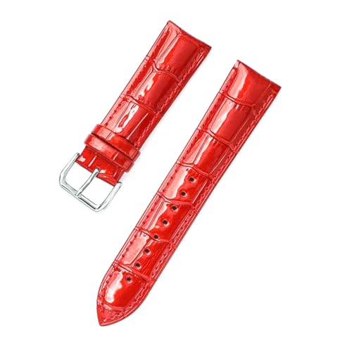 PAKMEZ Leder Uhrengurt 20/22mm Ersatzuhr Armband für Männer und Frauen, Rot, 22mm von PAKMEZ