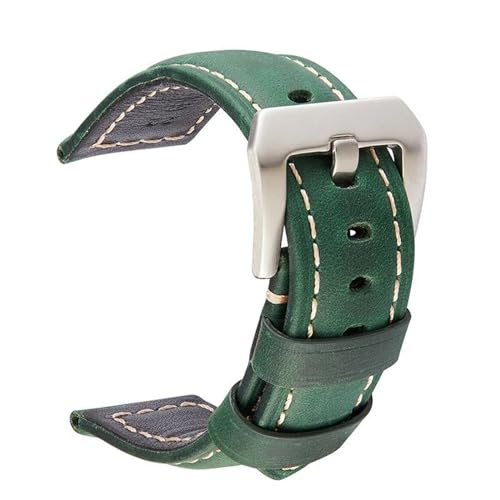 PAKMEZ Leder Uhrengurt 20-26mm Leder Uhrenband Ersatzarmband, Grün-s, 20mm von PAKMEZ