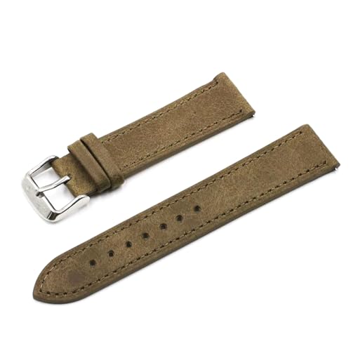 PAKMEZ Leder Uhrengurtband 18-24mm Ersatz Armband Uhrengurt, Grün, 22mm von PAKMEZ