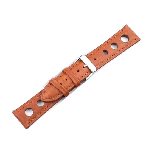 PAKMEZ Leder Watchband 18-24mm Schnellveröffentlichung Uhrengurt, Gelbbrauner Draht, 18mm von PAKMEZ