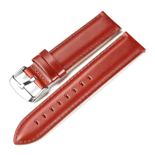 PAKMEZ Leder Watchband Schnellveröffentlichung Watch Armband 18-22mm Uhrengurte, Weinrot-Silver, 20mm von PAKMEZ