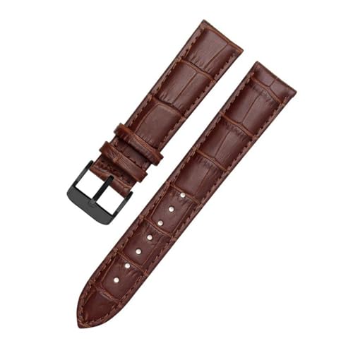 PAKMEZ Lederwächterbänder 12-24mm Leder-Uhren-Armband Armband, Braun schwarz, 15mm von PAKMEZ