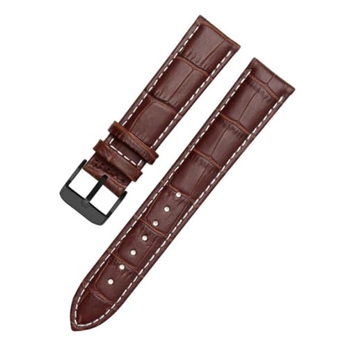 PAKMEZ Lederwächterbänder 12-24mm Leder-Uhren-Armband Armband, Brwon White Black, 13mm von PAKMEZ
