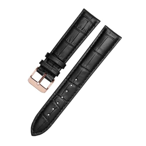 PAKMEZ Lederwächterbänder 12-24mm Leder-Uhren-Armband Armband, Schwarzes Roségold, 10mm von PAKMEZ